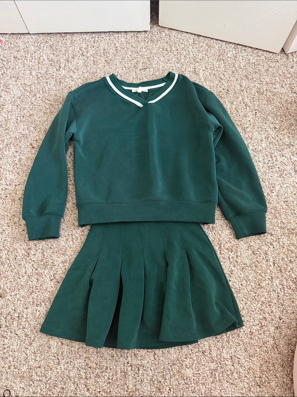 Copper Key Forest Green Girls Matching Sweatshirt and Pleated Skirt Set